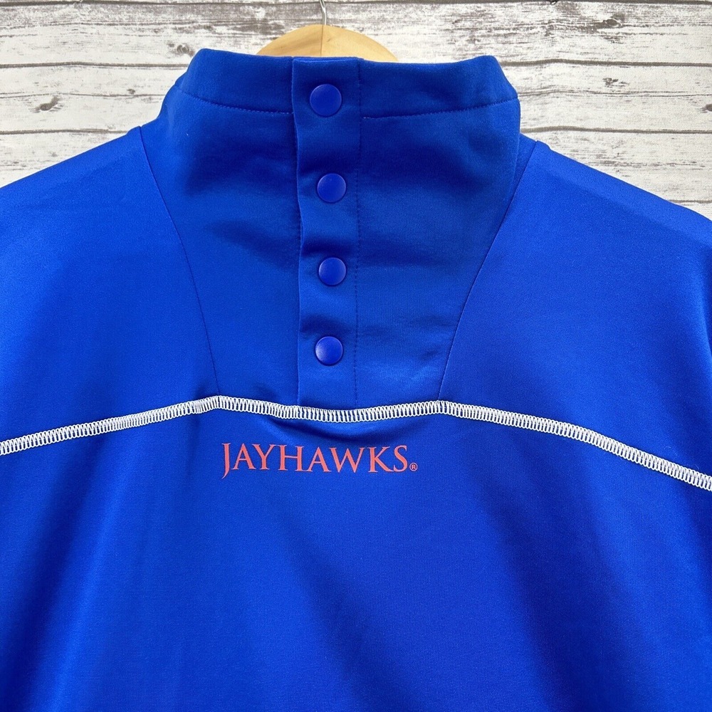 Kansas Jayhawks Adidas Sweatshirt Pullover Men's Large Blue 1/4 Snap Official - Picture 2 of 9